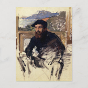 Cartão Postal O autorretrato de Claude Monet no seu atelier