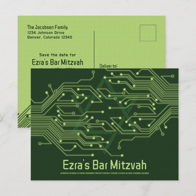 Cartão Postal O Bar do circuito do computador Mitzvah salva a da (Frente/Verso)