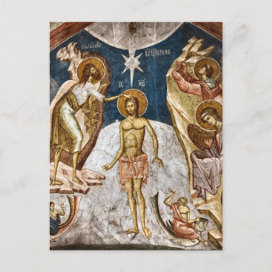 Cartão Postal O Batismo do Cristo Ícone Ortodoxo