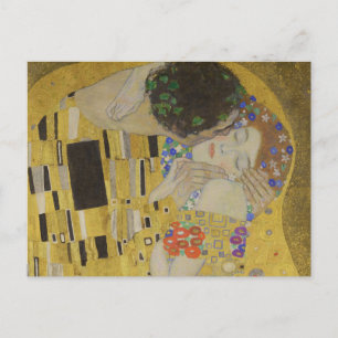 Cartão Postal O Beijo, Pintura a Óleo Art Nouveau, Gustav Klimt