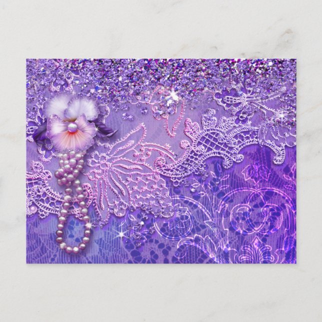 Cartão Postal O BLING de ADALIA em roxo e rosa (Frente)