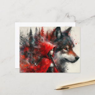 Cartão Postal O Bom Lobo Vê Sobre O Pequeno Vermelho