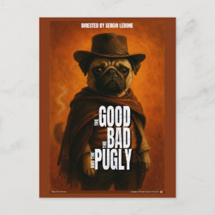 Cartão Postal O Bom o Mau & o Pugly Paródia de Filme