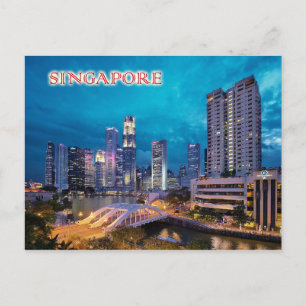 Cartão Postal O cais e o horizonte de Singapura à noite