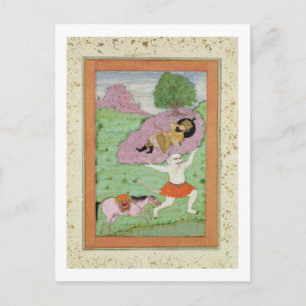 Cartão Postal O carregando do Demônio Branco do Rustam adormecid