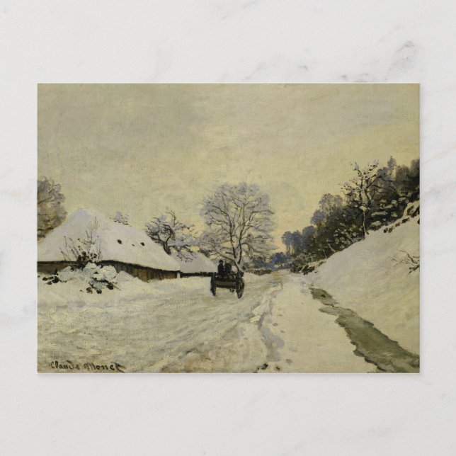 Cartão Postal O carrinho, ou estrada sob neve em Honfleur, 1865 (Frente)