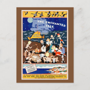 Cartão Postal O Cartaz de Viagem Vintage EUA Ilha Encantada