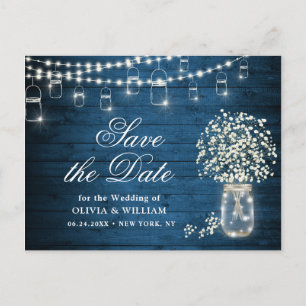 Cartão Postal O Casamento de Bebê Mason Jar Salva a Data