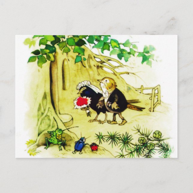 Cartão Postal O Casamento de Pássaros (Frente)