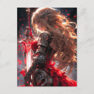 Cartão Postal O Cavaleiro Carmesim Arte de Princesa Guerreira
