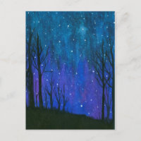 O céu nocturno da arte da paisagem da aguarela