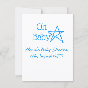 Cartão Postal Ó chá de fraldas de estrelas azul bebê adiciona no