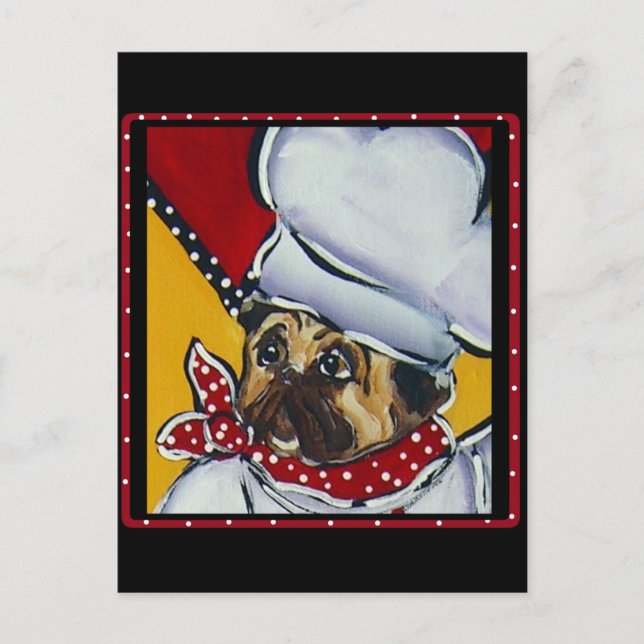 Cartão Postal O Chef Pug (Frente)