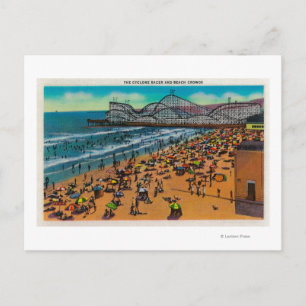 Cartão Postal O ciclone Racer e a Beach Crowds, Long Beach