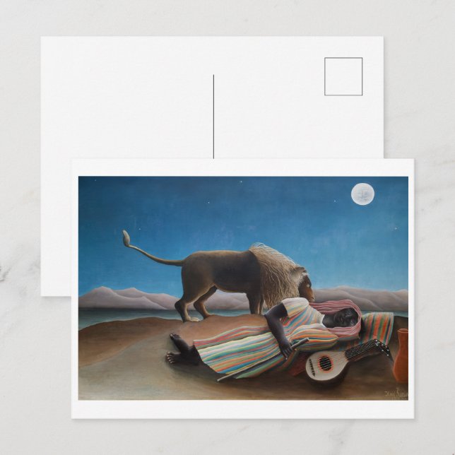 Cartão Postal O cigano adormecido | Henri Rousseau | (Frente/Verso)
