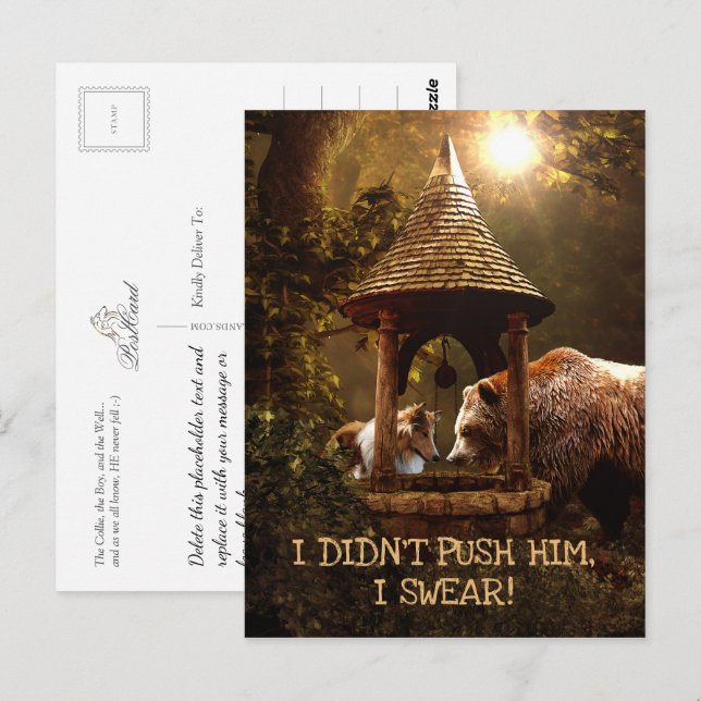 Cartão Postal O Collie, o Rapaz e o Bem - Engraçado (Frente/Verso)