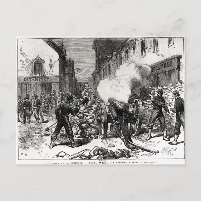 Cartão Postal O comuna de Paris: uma barricada em Issy (Frente)