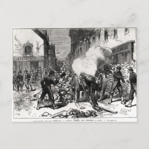 Cartão Postal O comuna de Paris: uma barricada em Issy