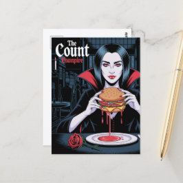 Cartão Postal O Conde Vampiro Com um Cheeseburger