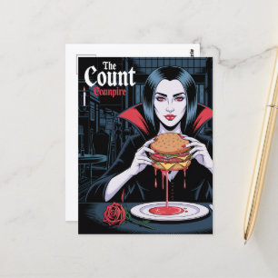 Cartão Postal O Conde Vampiro Com um Cheeseburger