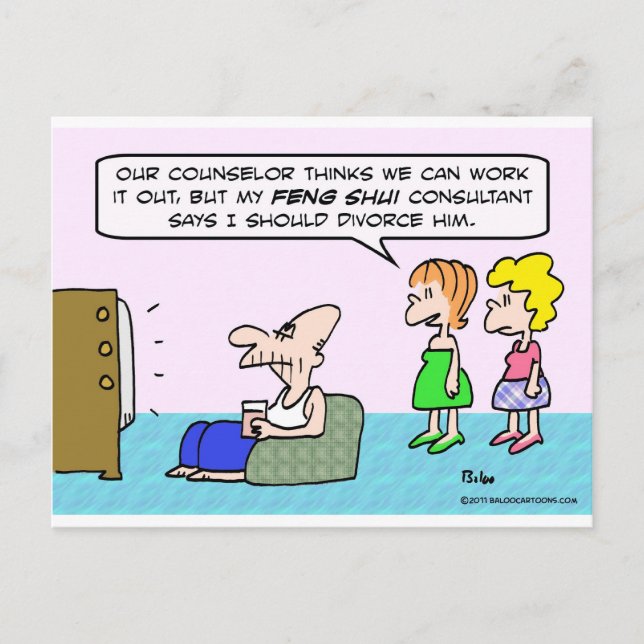 Cartão Postal O conselheiro Feng Shui recomenda o divórcio. (Frente)