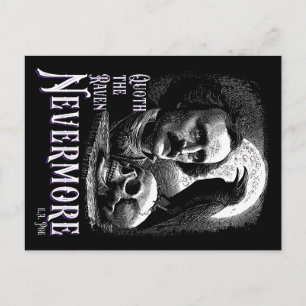 Cartão Postal O Corvo de Edgar Allan Poe Nunca Mais