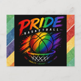Cartão Postal O Design Temático Arco-Íris do Basquete do Orgulho