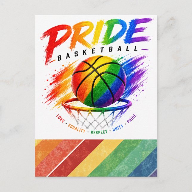 Cartão Postal O Design Temático Arco-íris do Basquete Pride (Frente)