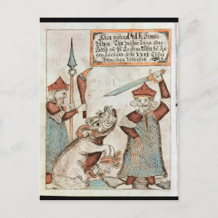 Cartão Postal O deus norse Tyr perdendo a mão para o lobo preso