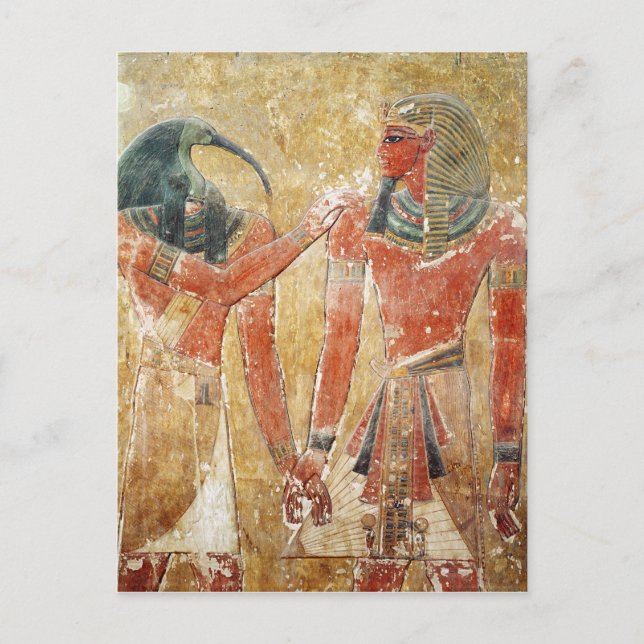 Cartão Postal O deus Thoth com Seti I no Tumba de Seti (Frente)