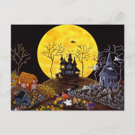 Cartão Postal O Dia das Bruxas, fantasmas, igreja, lápides,