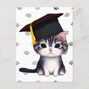 Cartão Postal O Dia de Graduação de Gatos Cutos é um marco signi