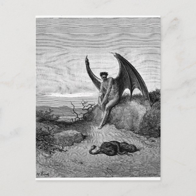 Cartão Postal O diabo, Gustave Dore (Frente)
