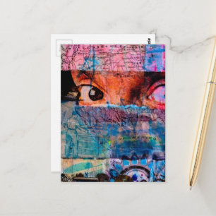 Cartão Postal O diário abstrato de sucata Os Olhinhos Colagem IA