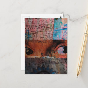 Cartão Postal O diário de lixo abstrato Os Olhos Colagem