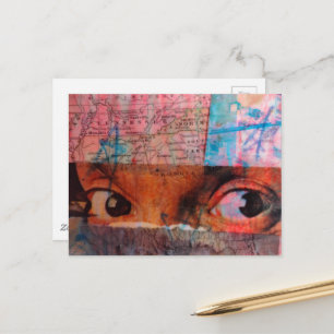 Cartão Postal O diário de recados colagem Olhos