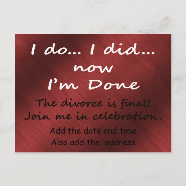 Cartão Postal O Divórcio é Definitivo (Frente)