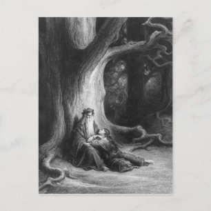 Cartão Postal O Enchanter Merlin e a Fada Vivien