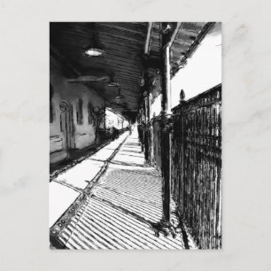 Cartão Postal O esboço preto e branco da estação ferroviária