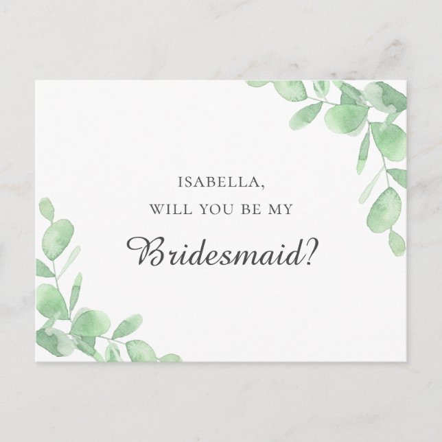 Cartão Postal O eucalipto sai. Você será minha dama de honra? (Frente)