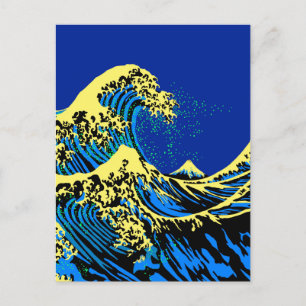 Cartão Postal O Excelente Hokusai Wave no Decor do Estilo de Art