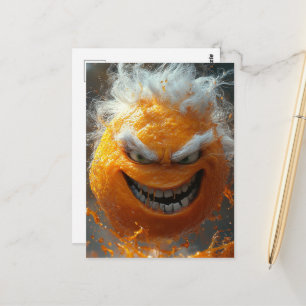 Cartão Postal O Fruto Laranja Assustador com Cabelo Branco
