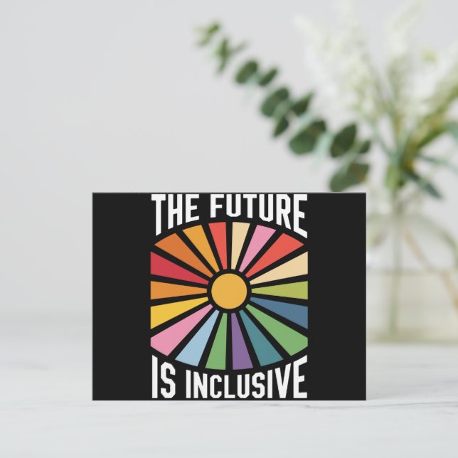 Cartão Postal O futuro é Inclusive Rainbow Pride Trans Rights (Em pé/Frente)