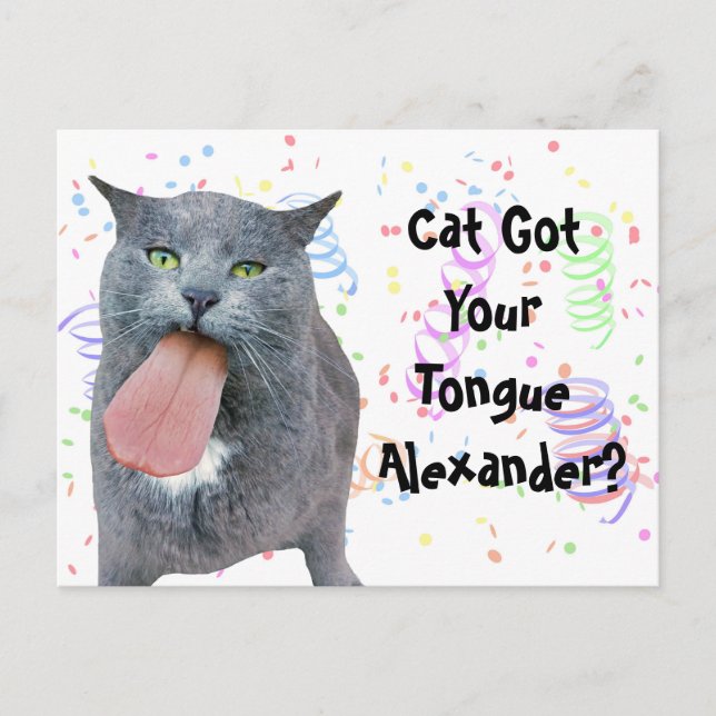 Cartão Postal O Gato Da Festa Recebeu Sua Língua? (Frente)