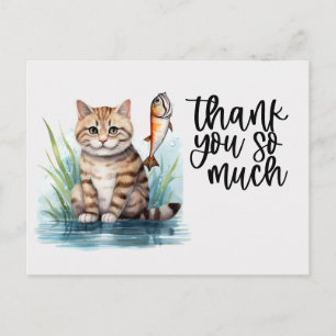 Cartão Postal O Gato de Capas de Pesca está pescando