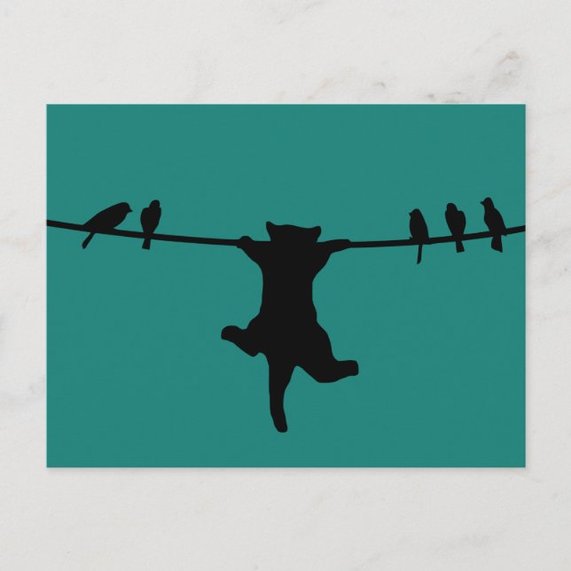 Cartão Postal O gato depende do cabo de alimentação (Frente)