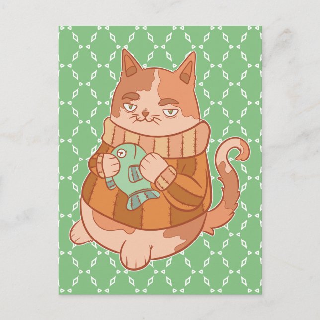 Cartão Postal O Gato e Peixe (Frente)