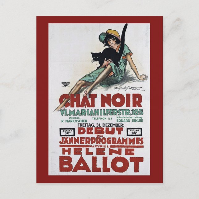 Cartão Postal O Gato Negro, Mariahilferstraße, Viena Vintage (Frente)