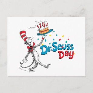 Cartão Postal O Gato no Chapéu   Dia do Dr. Seuss