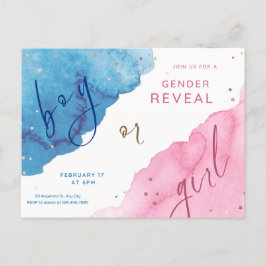 Cartão Postal o gênero revela, azul ou rosa, ele ou ela,